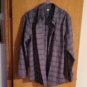 Lands' End Black and White Plaid Shirt